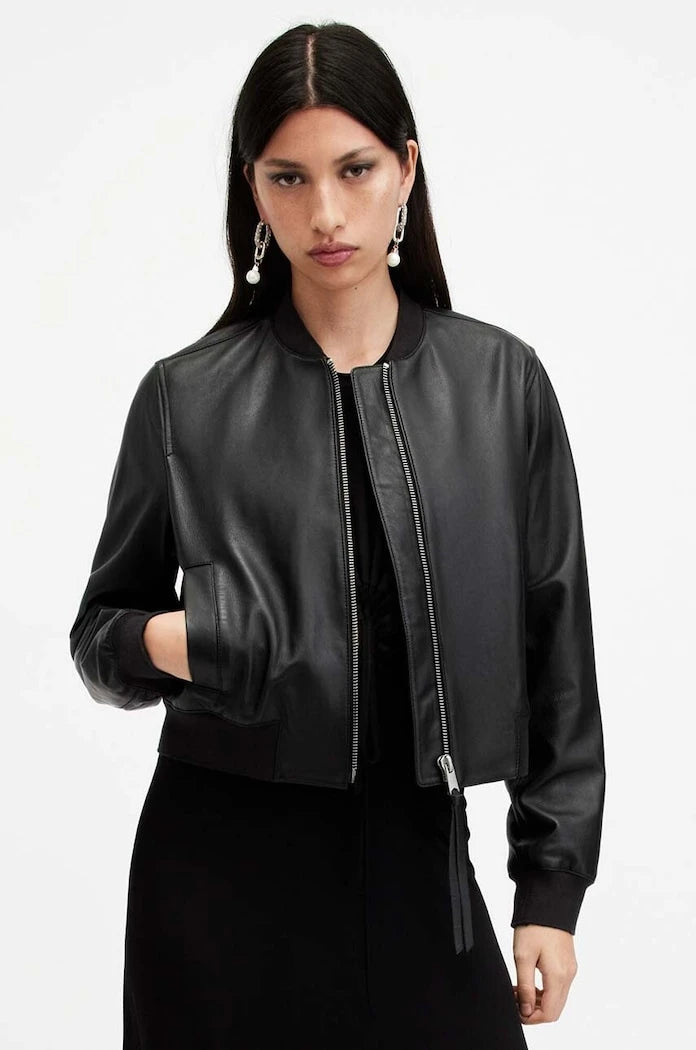 Кожено яке AllSaints ORTEN BOMBER JACKET