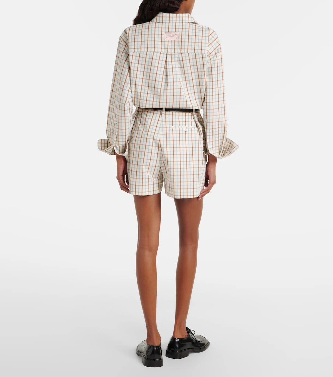 Victoria Beckham - Checked pleated cotton shorts