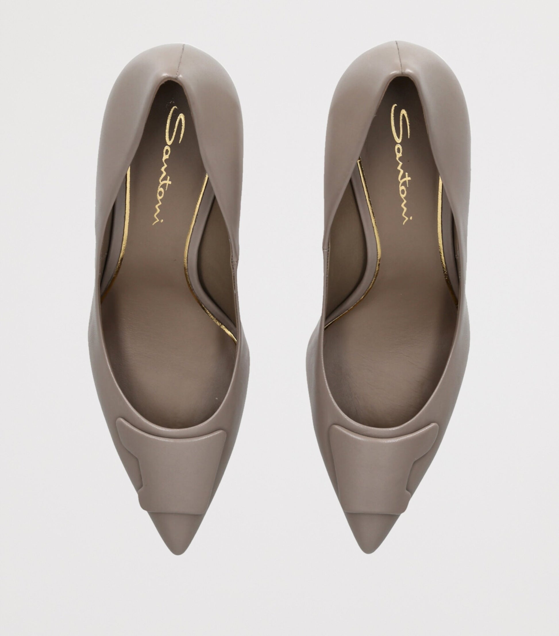 Grey Leather Sibille Pumps 85