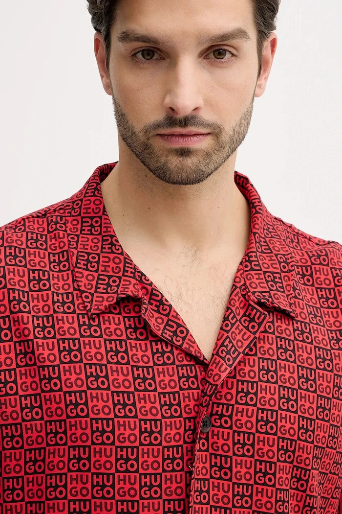 HUGO erkek plaj gömleği BEACH SHIRT RELAXED