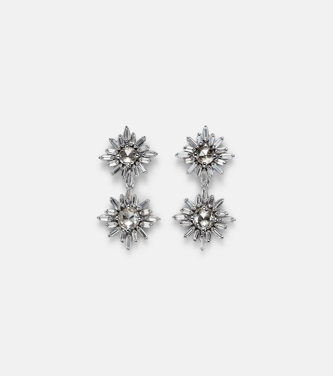 Suzanne Kalan - 18kt white gold drop earrings with diamonds