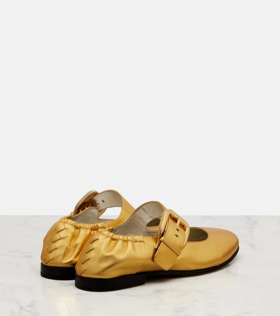 Bottega Veneta - Amy metallic leather Mary Jane flats