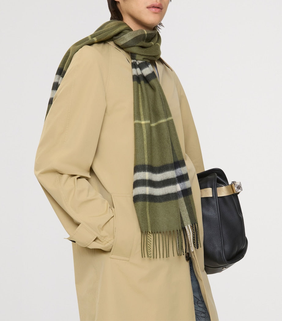 Green Cashmere Check Scarf
