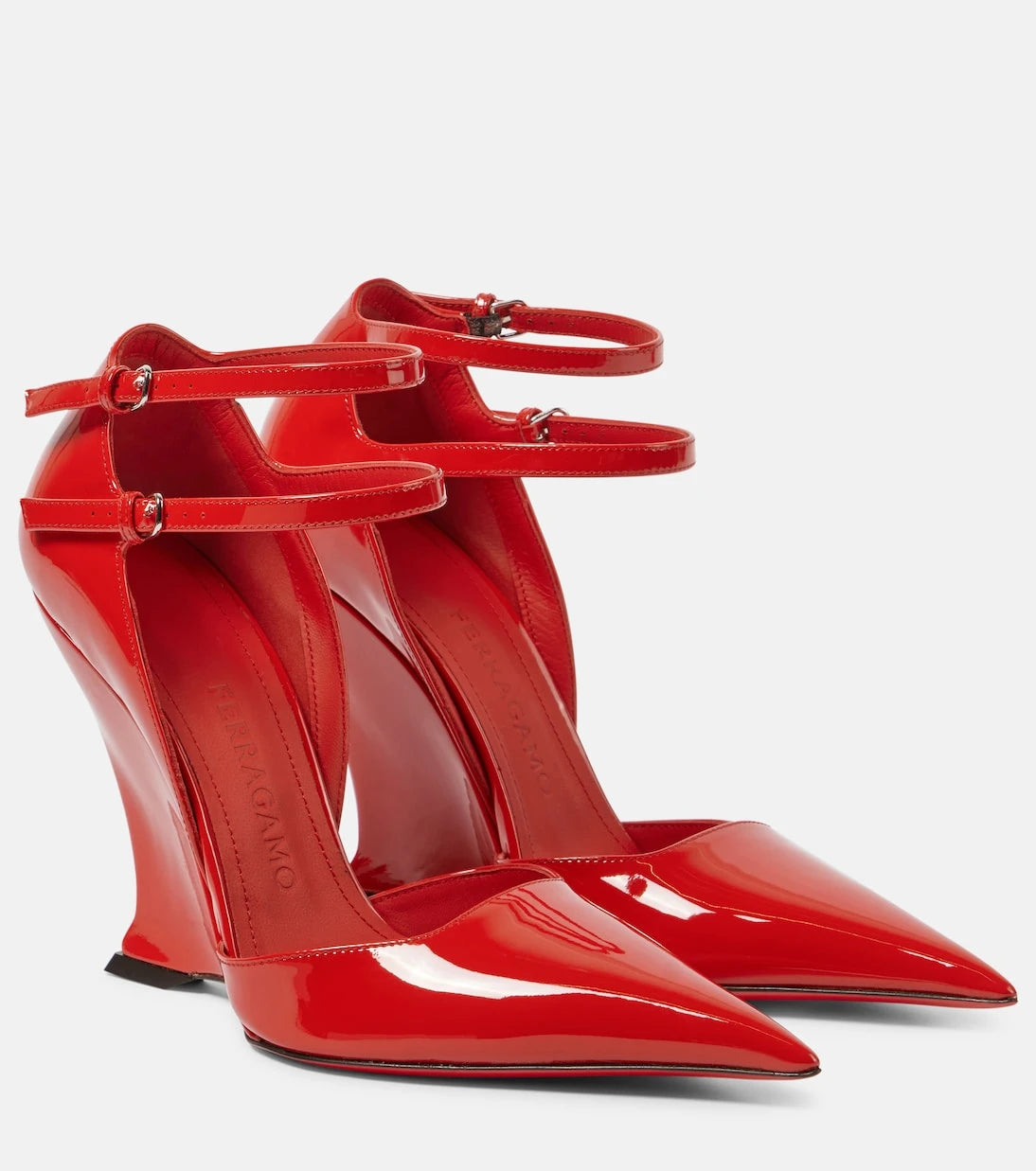 Ferragamo - Vidya X5 patent leather wedge pumps