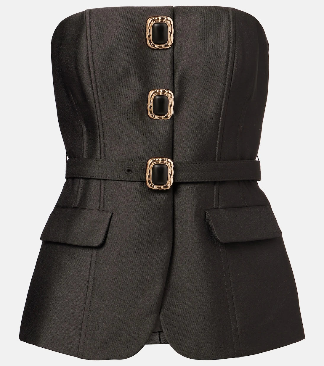 Self-Portrait - Strapless embellished taffeta top