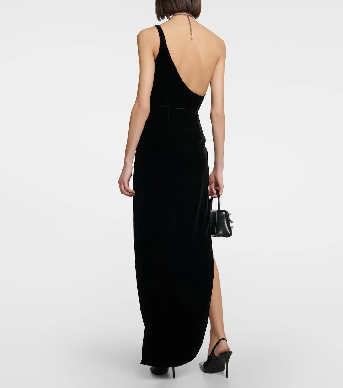 Alessandra Rich - One-shoulder velvet maxi dress