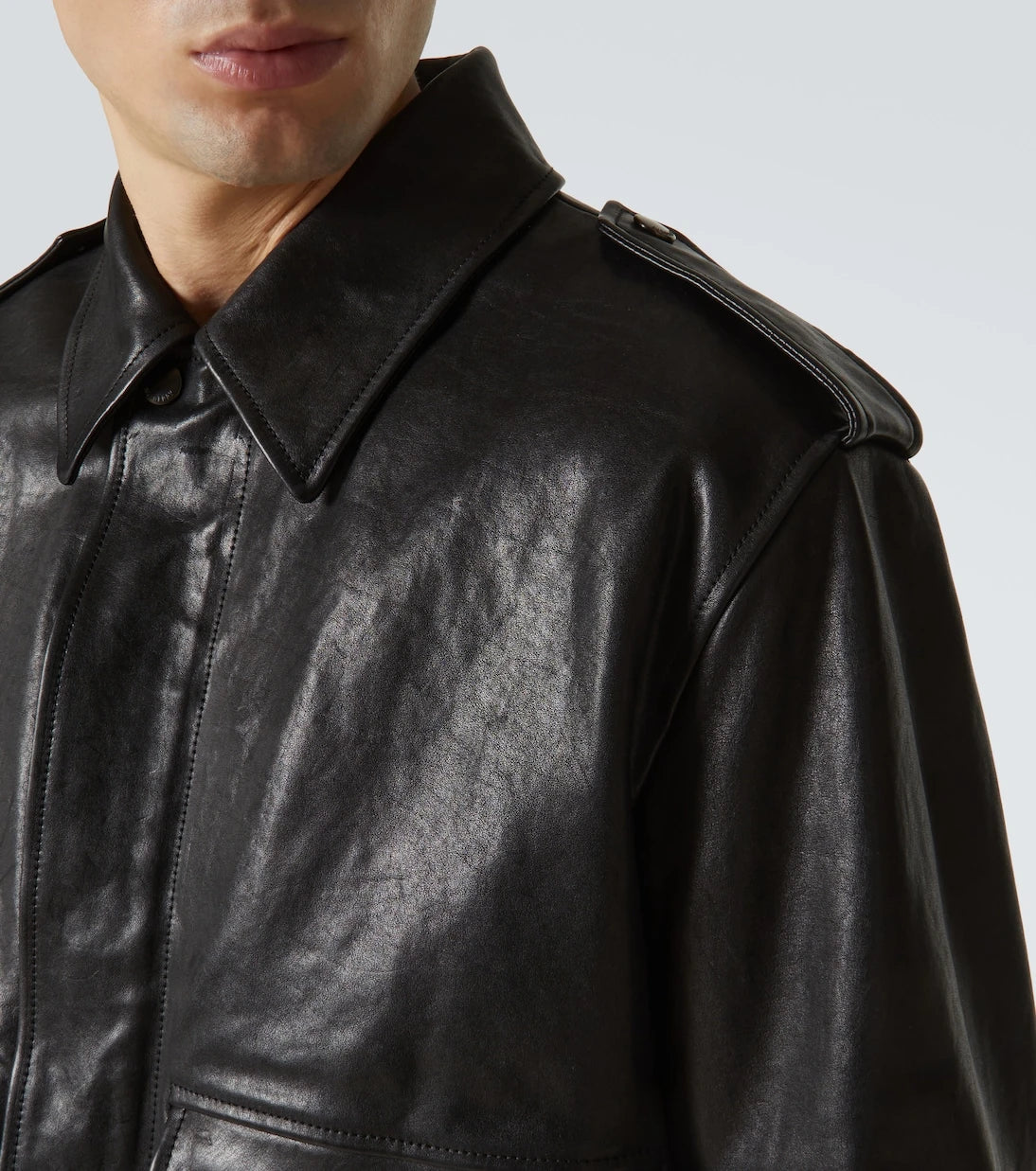 Burberry - Leather bomber jacket