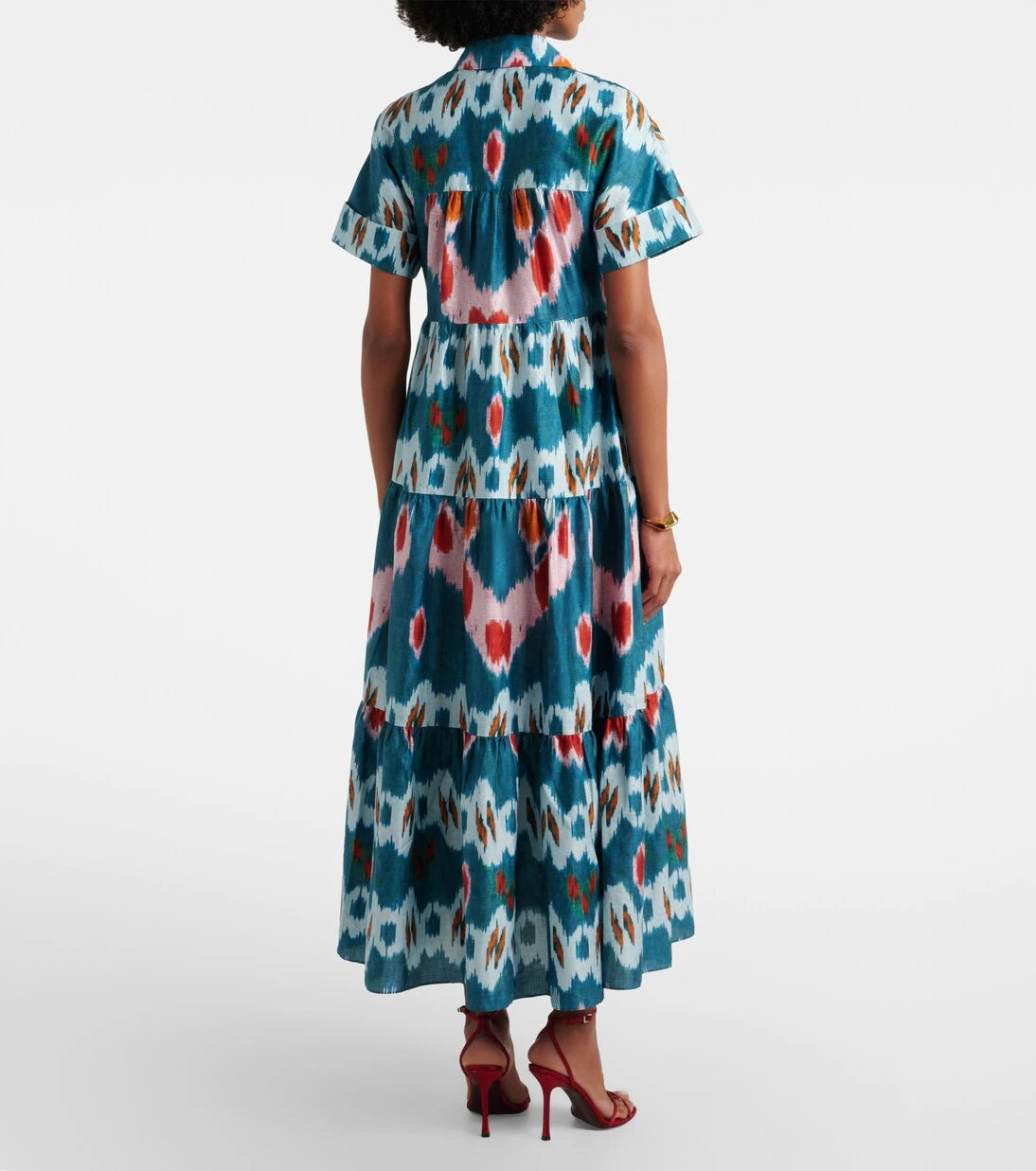 Erdem - Printed tiered cotton shirt dress