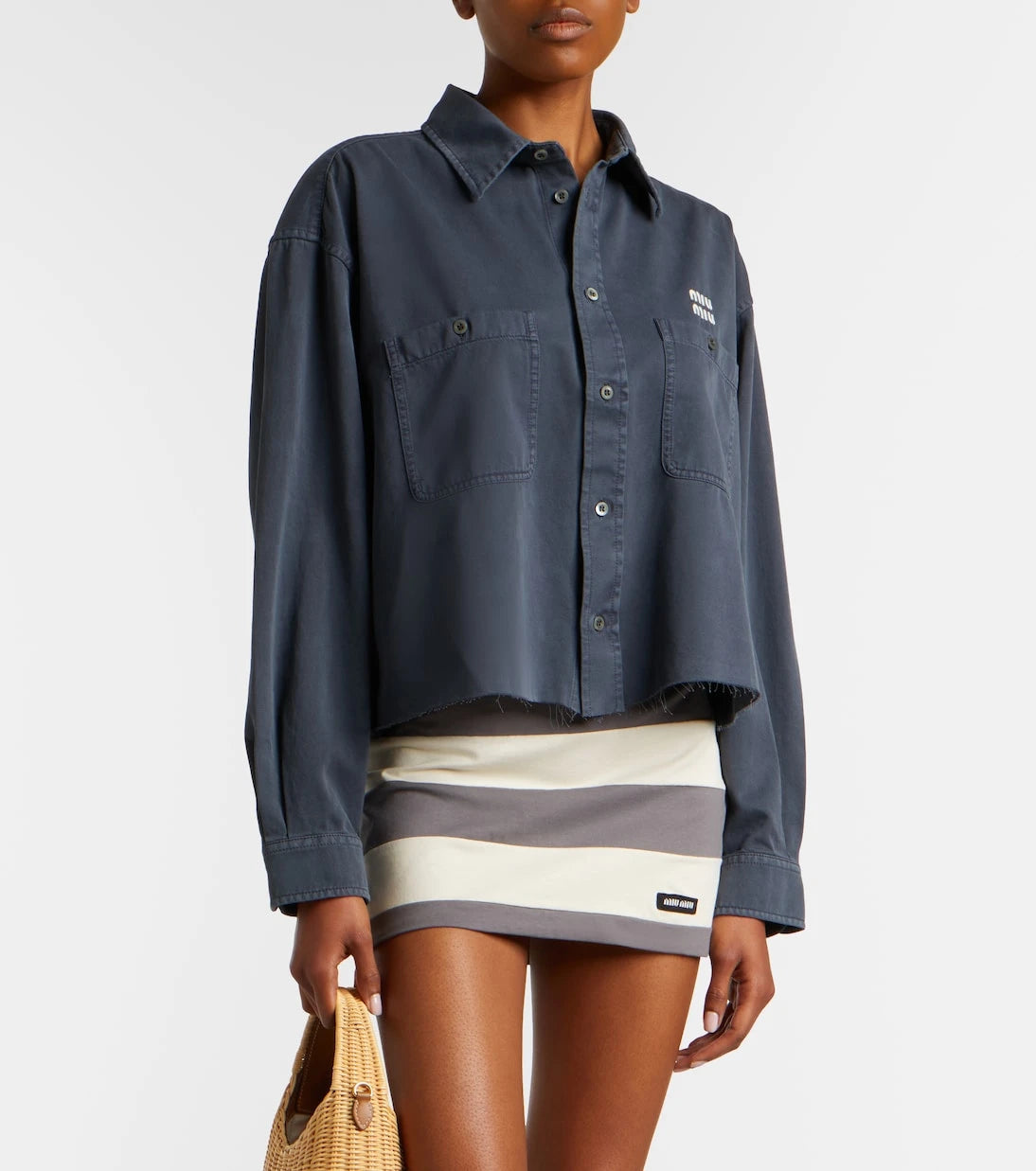 Miu Miu - Frayed denim shirt