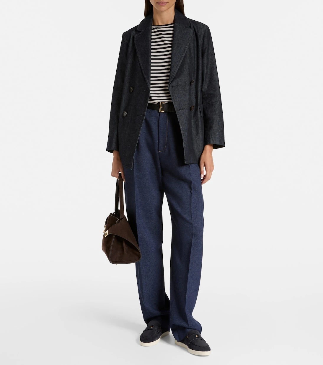 Tory Burch - Çift T süet loafer ayakkabı