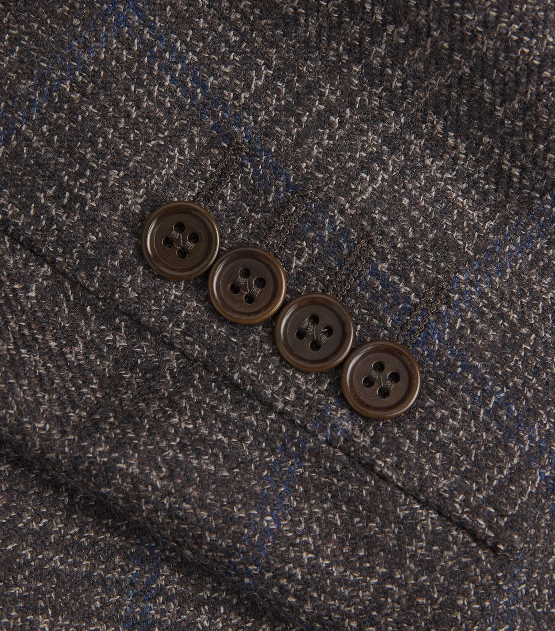 Canali Brown Wool Check Jacquard Blazer