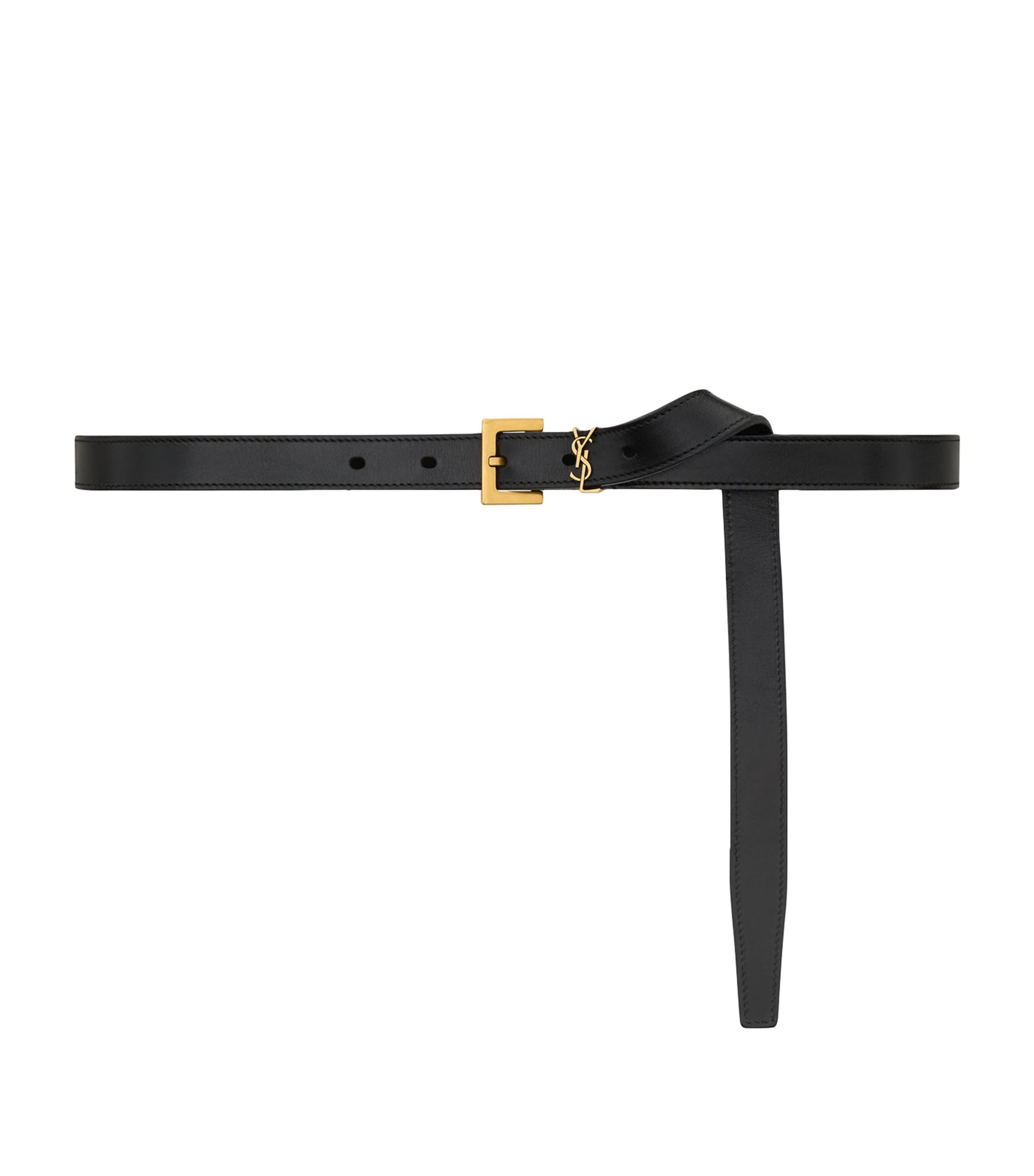 Saint Laurent Black Leather Monogram Belt