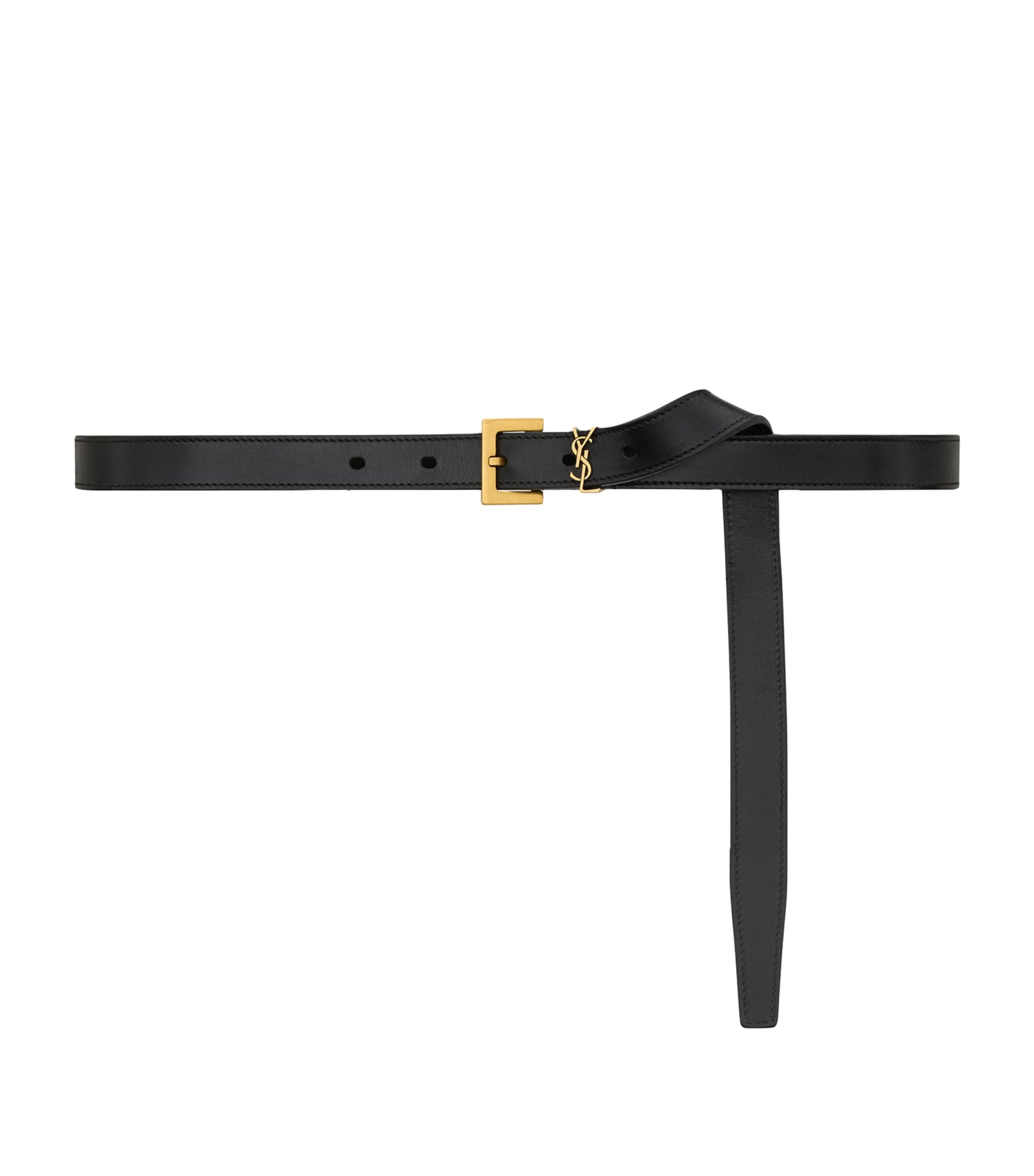 Saint Laurent Black Leather Monogram Belt