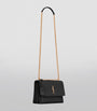 Saint Laurent Black Medium Sunset Croc-Embossed Shoulder Bag