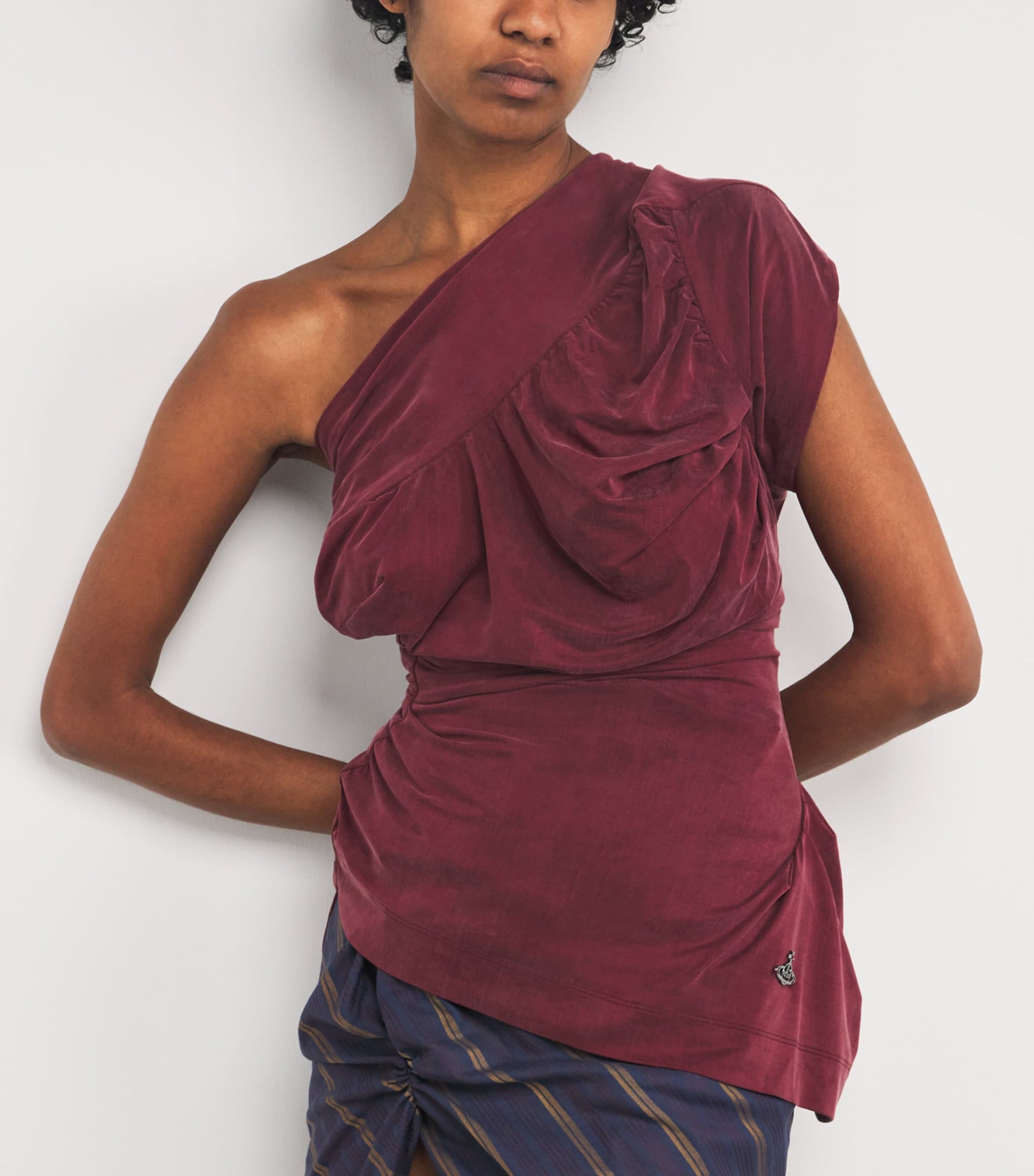 Vivienne Westwood Burgundy Andalouse Asymmetric Draped Top