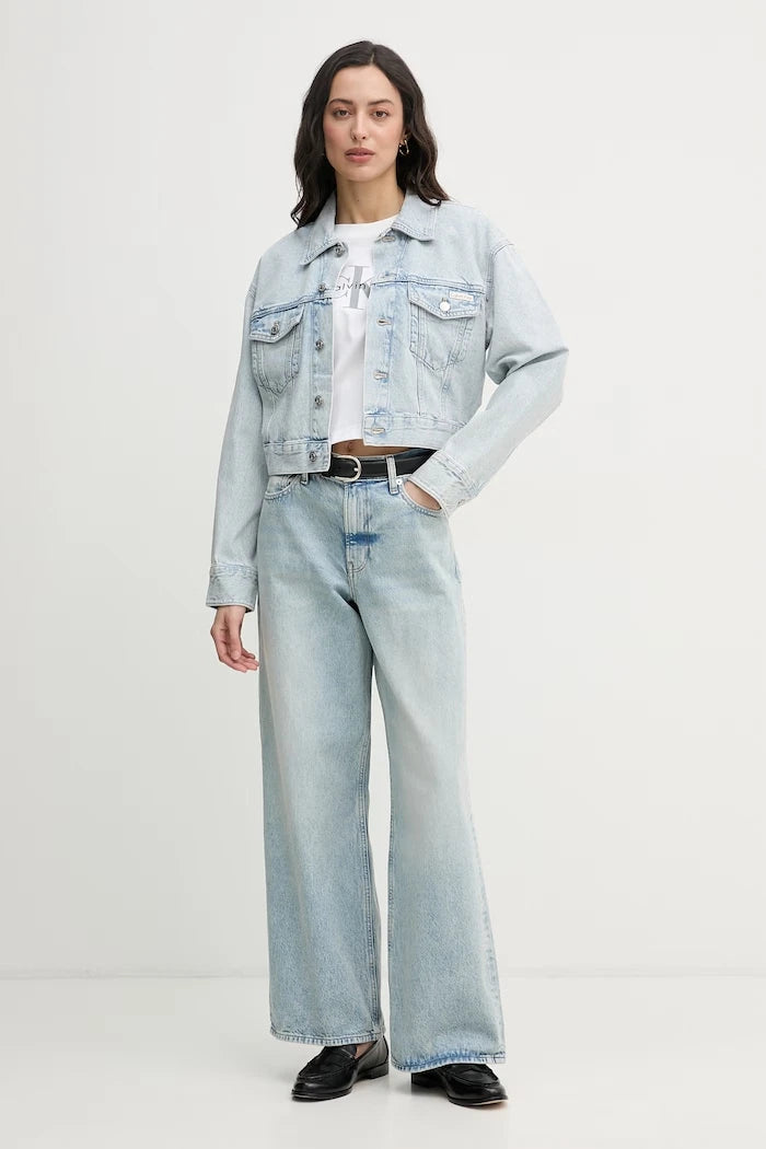 Calvin Klein Jeans къс топ дамски от памук