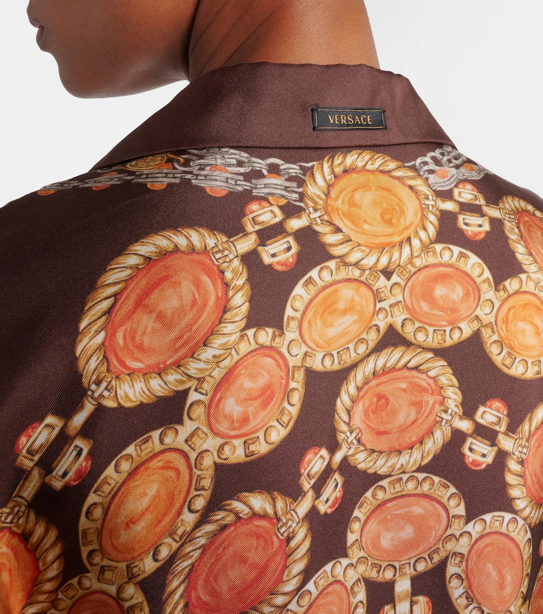 Versace - Printed cropped silk twill shirt