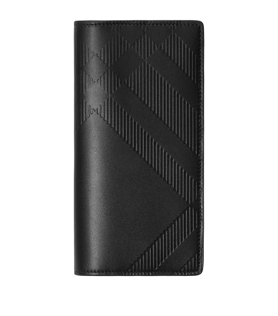 Black Leather Embossed Check Continental Wallet