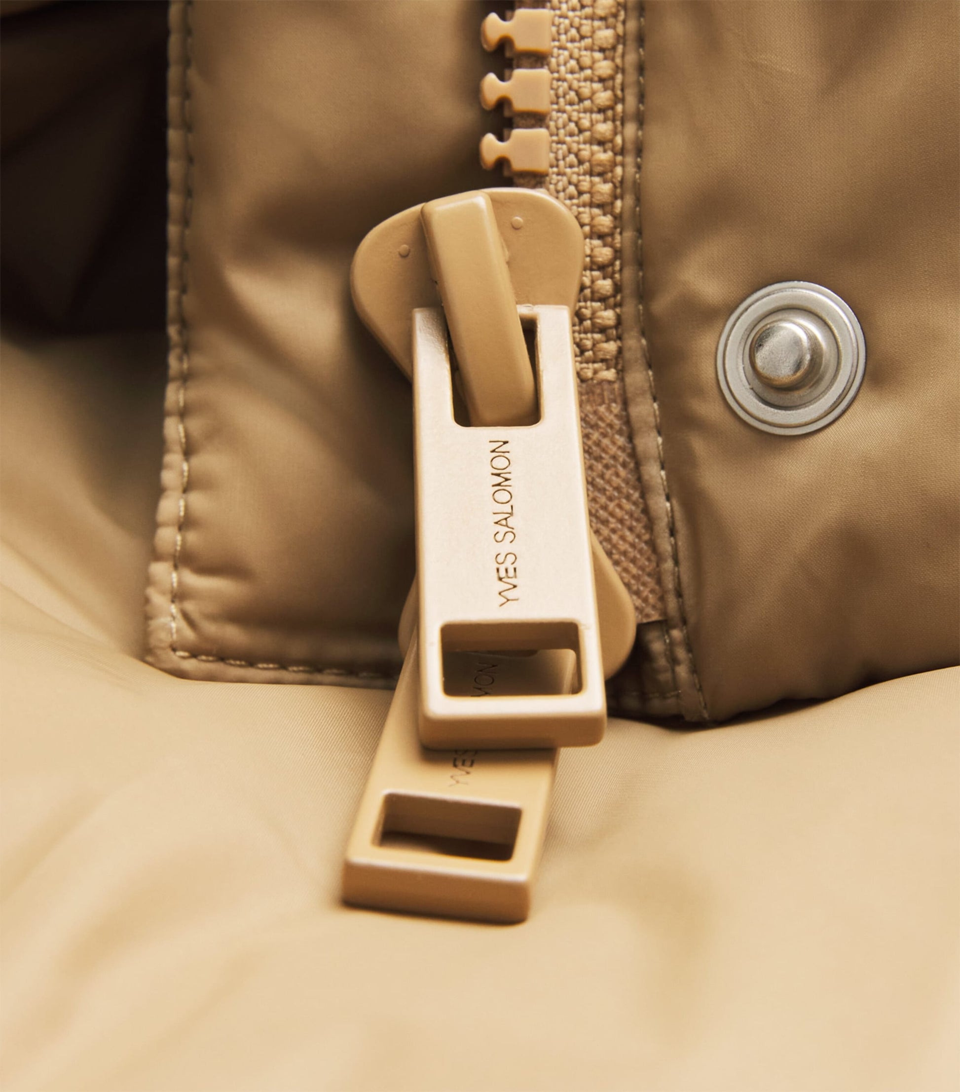 Yves Salomon Beige Down-Fur Technical Puffer Jacket (83cm)