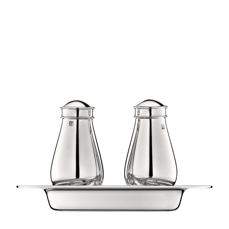 Christofle Silver-Plated Jardin d’Eden Salt and Pepper Shakers with Tray