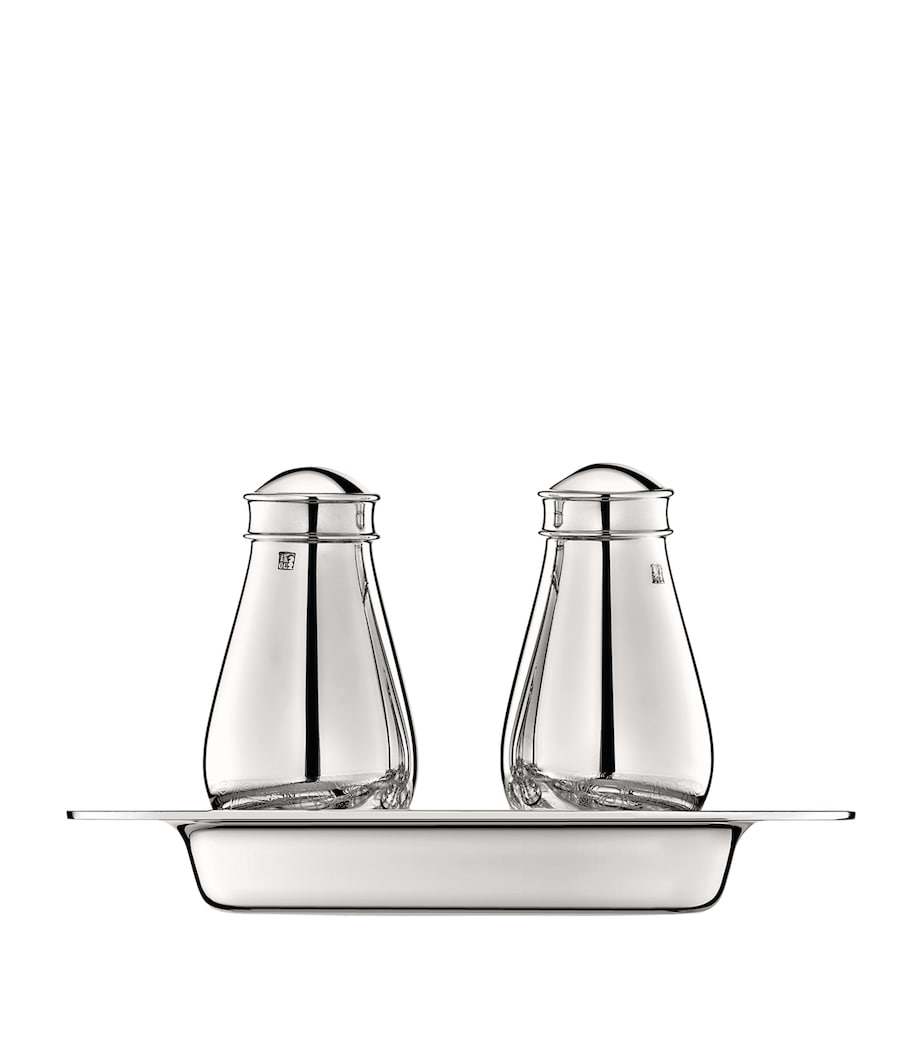 Christofle Silver-Plated Jardin d’Eden Salt and Pepper Shakers with Tray