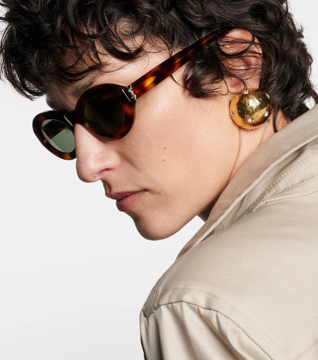 Saint Laurent - نظارة شمسية بيضاوية SL M136