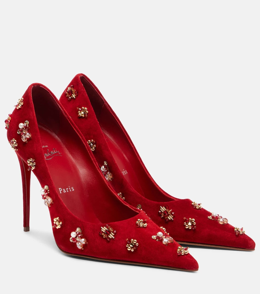 Christian Louboutin - Mix Kate 100 embellished suede pumps