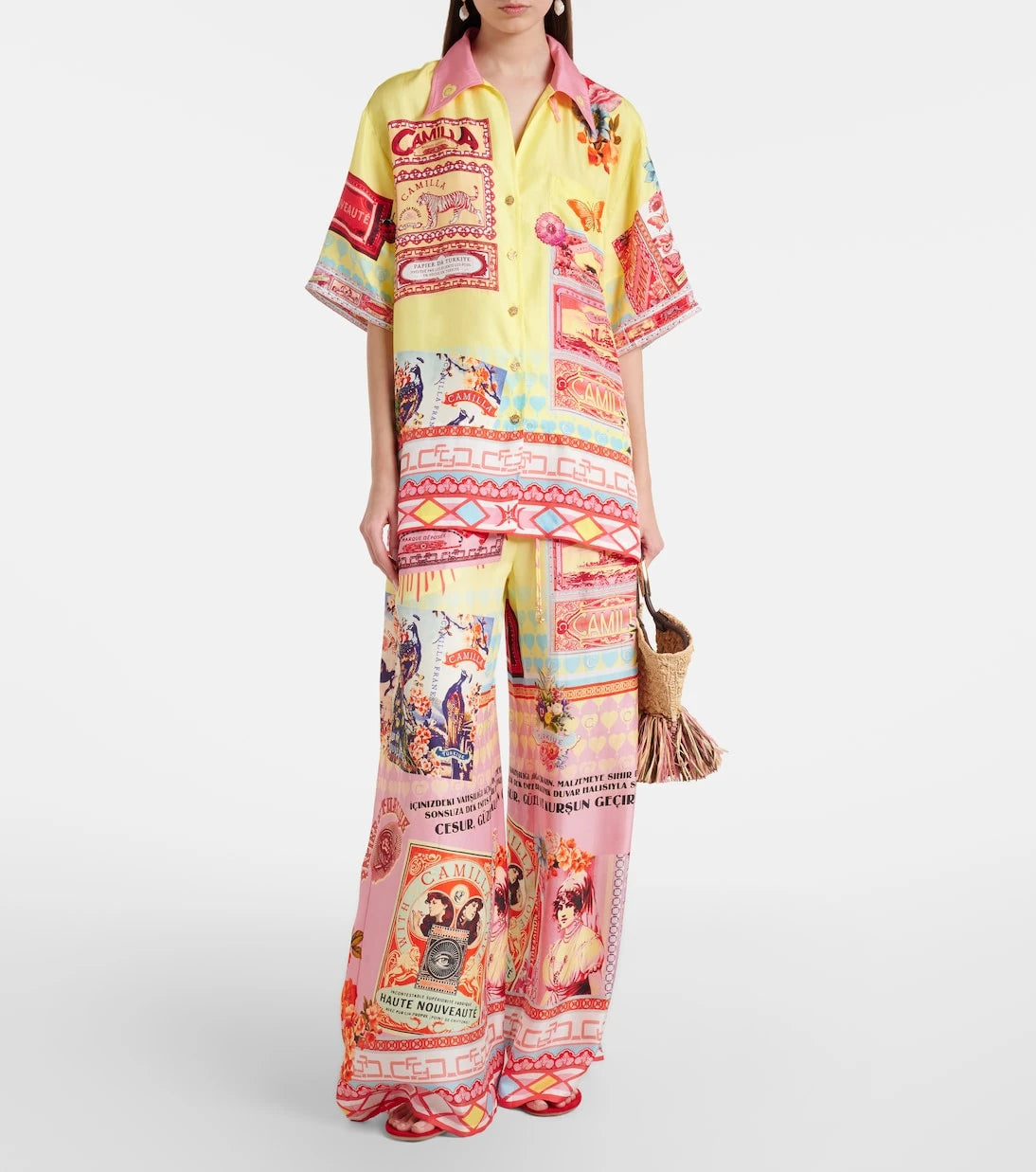 Camilla - Collage Kingdom silk bowling shirt