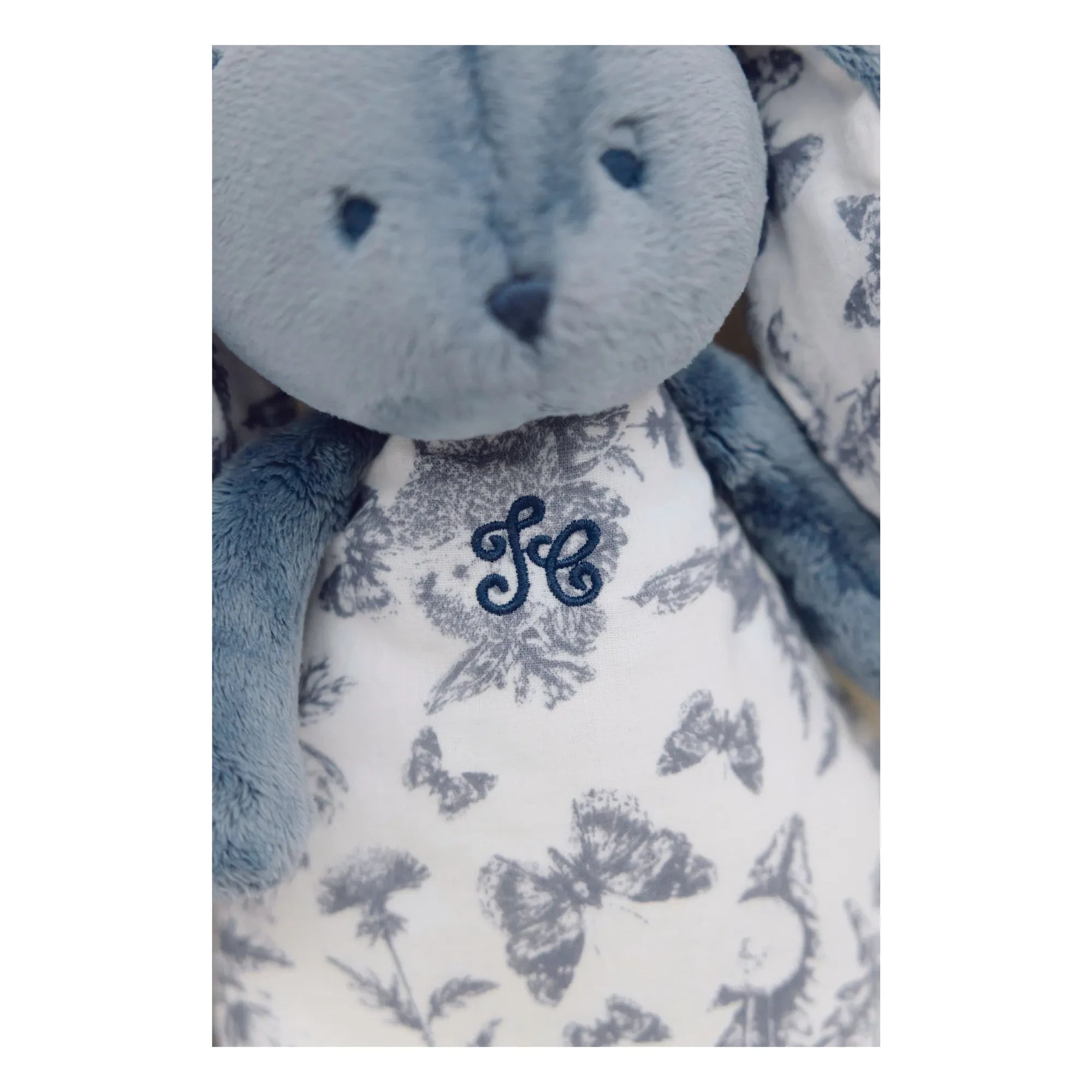 Tartine et Chocolat - Doudou nightlight Augustin le lapin Toile de Jouy | Blue
