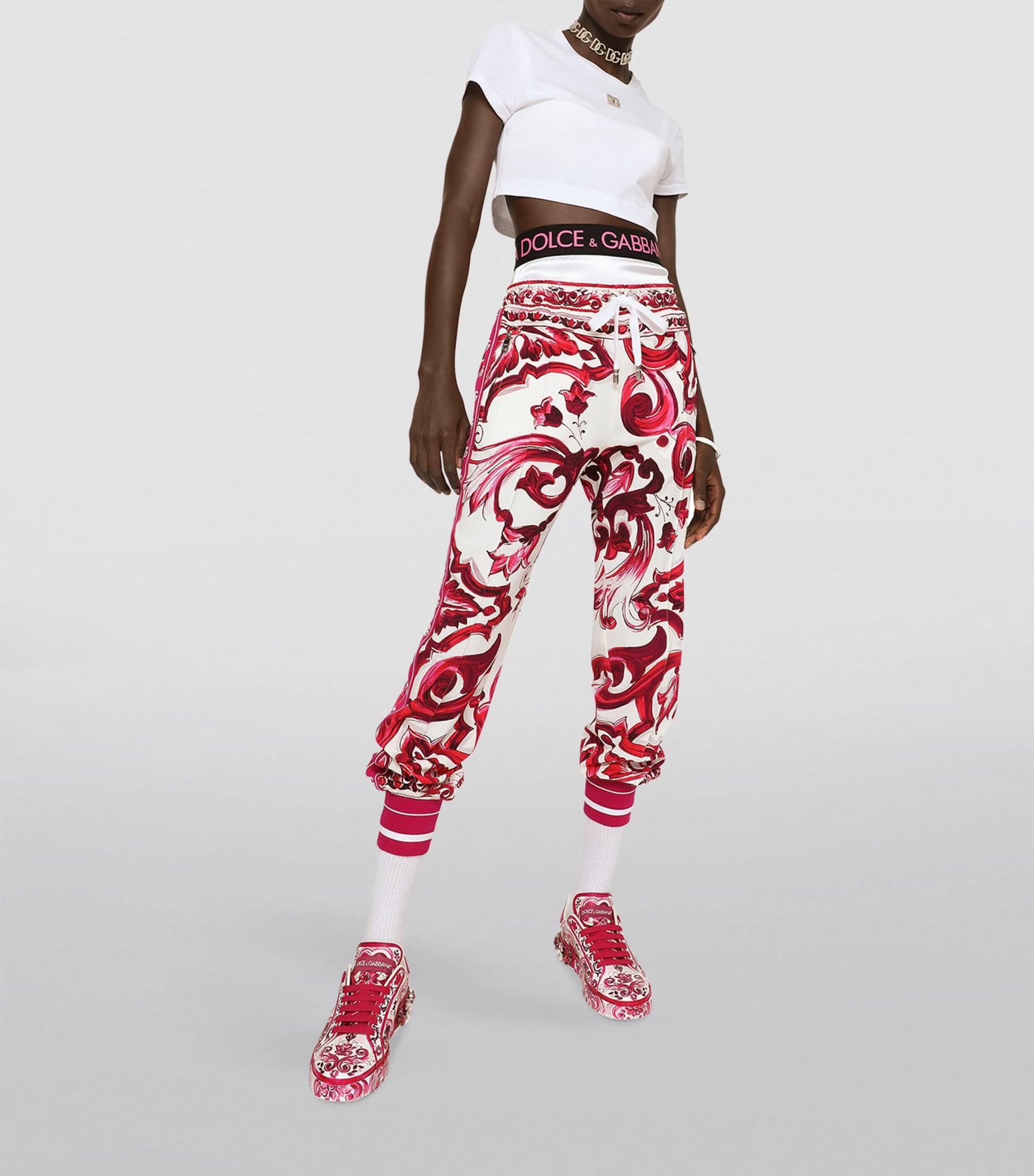 Dolce & Gabbana Multi Logo Crop T-Shirt