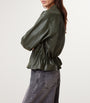 Green Leather Sofi Bomber Jacket