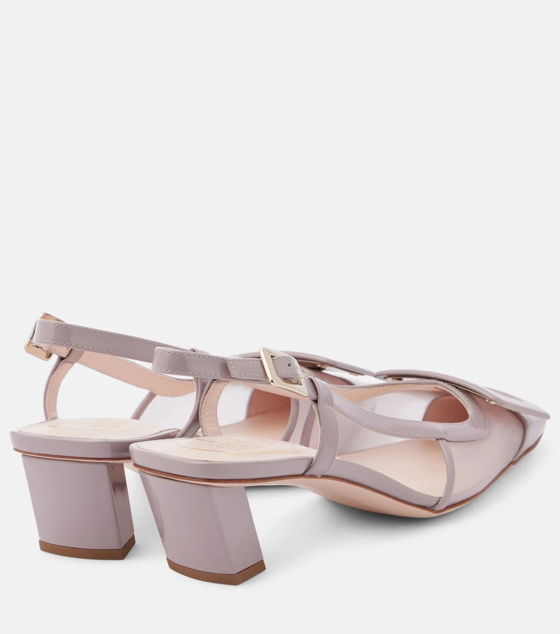 Roger Vivier - Belle Vivier mesh and leather slingback pumps