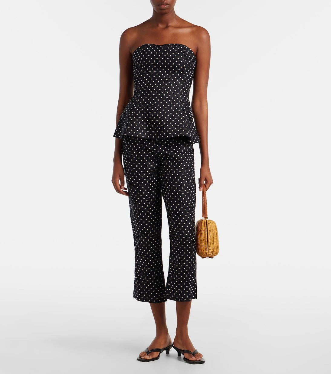 Faithfull - Petro polka-dot peplum linen top