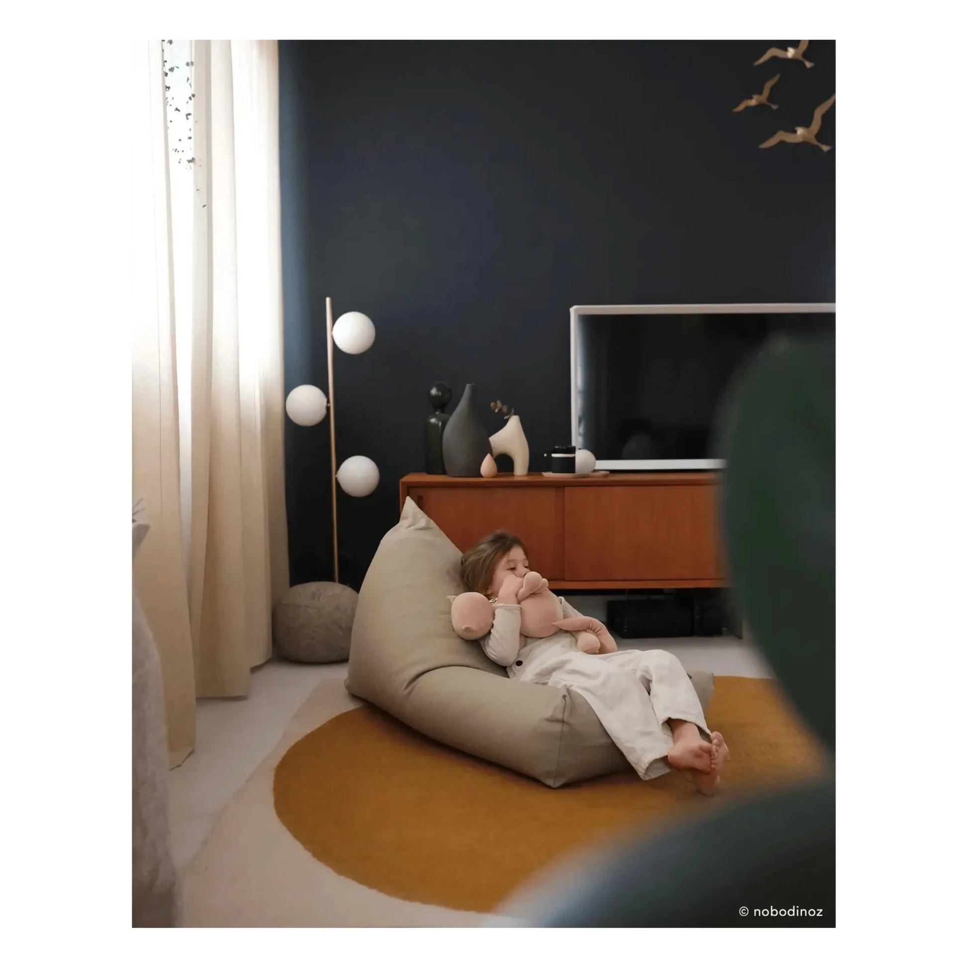 Nobodinoz - Oasis long pouffe | Celadon