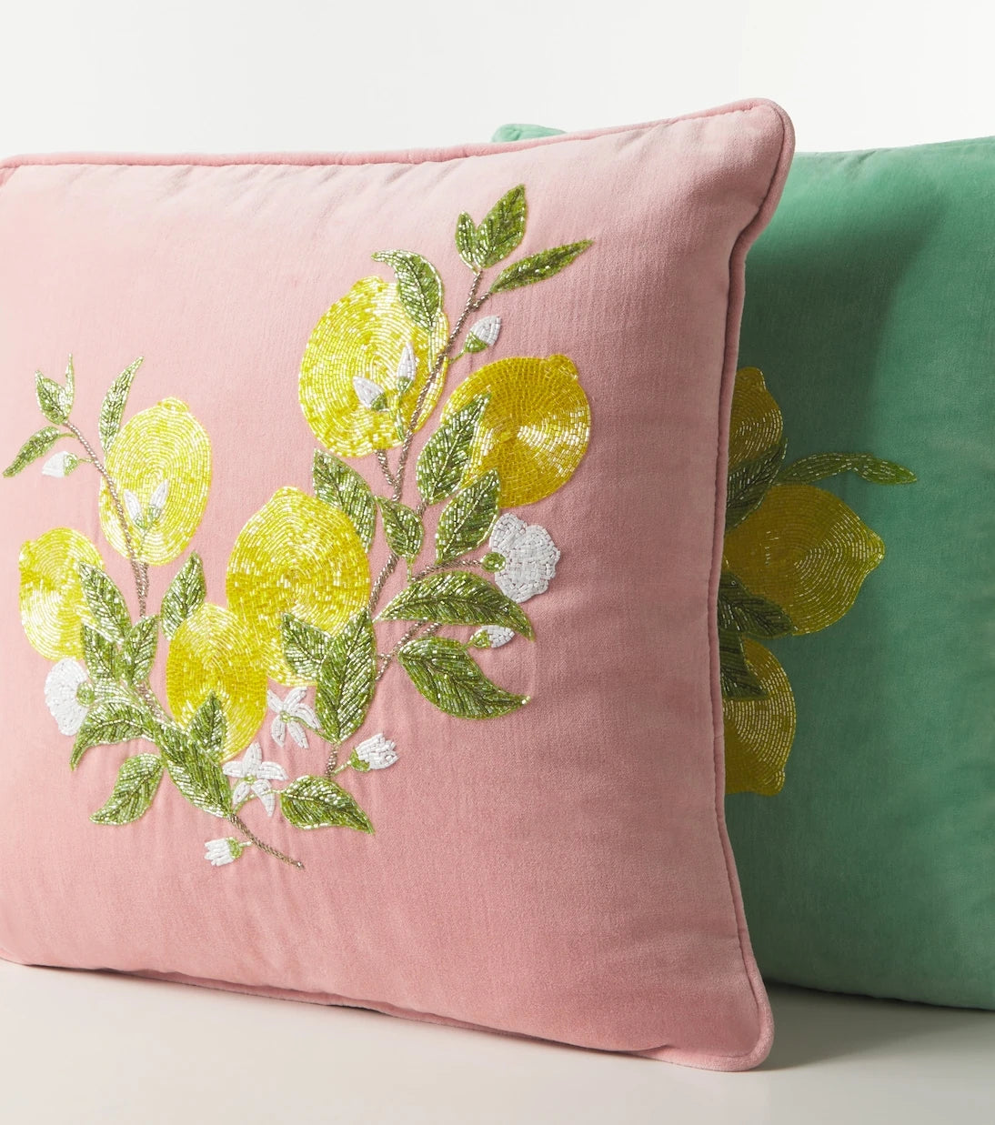 Les-Ottomans - Embroidered cotton velvet cushion