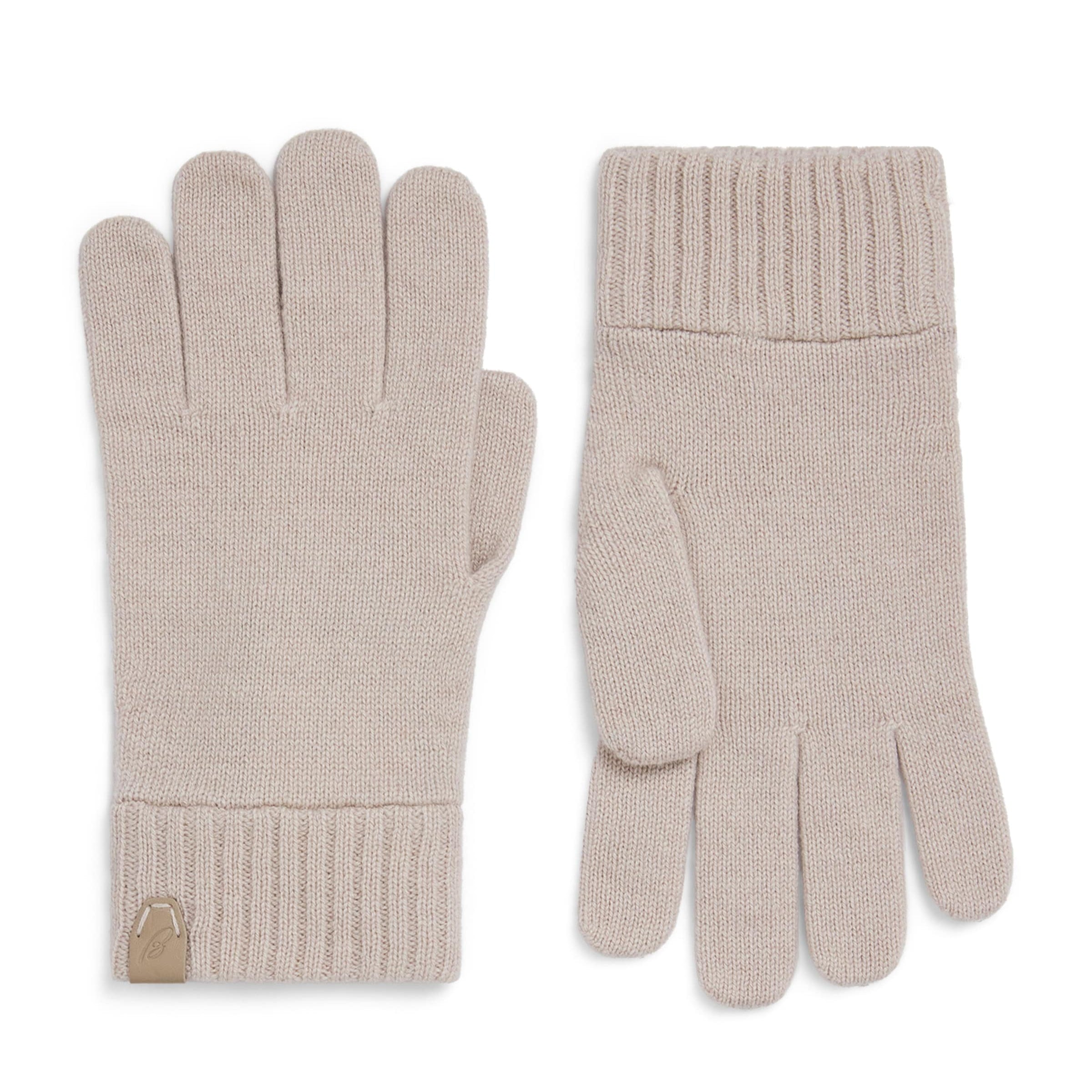 Cashmere Leather-Detail Gloves