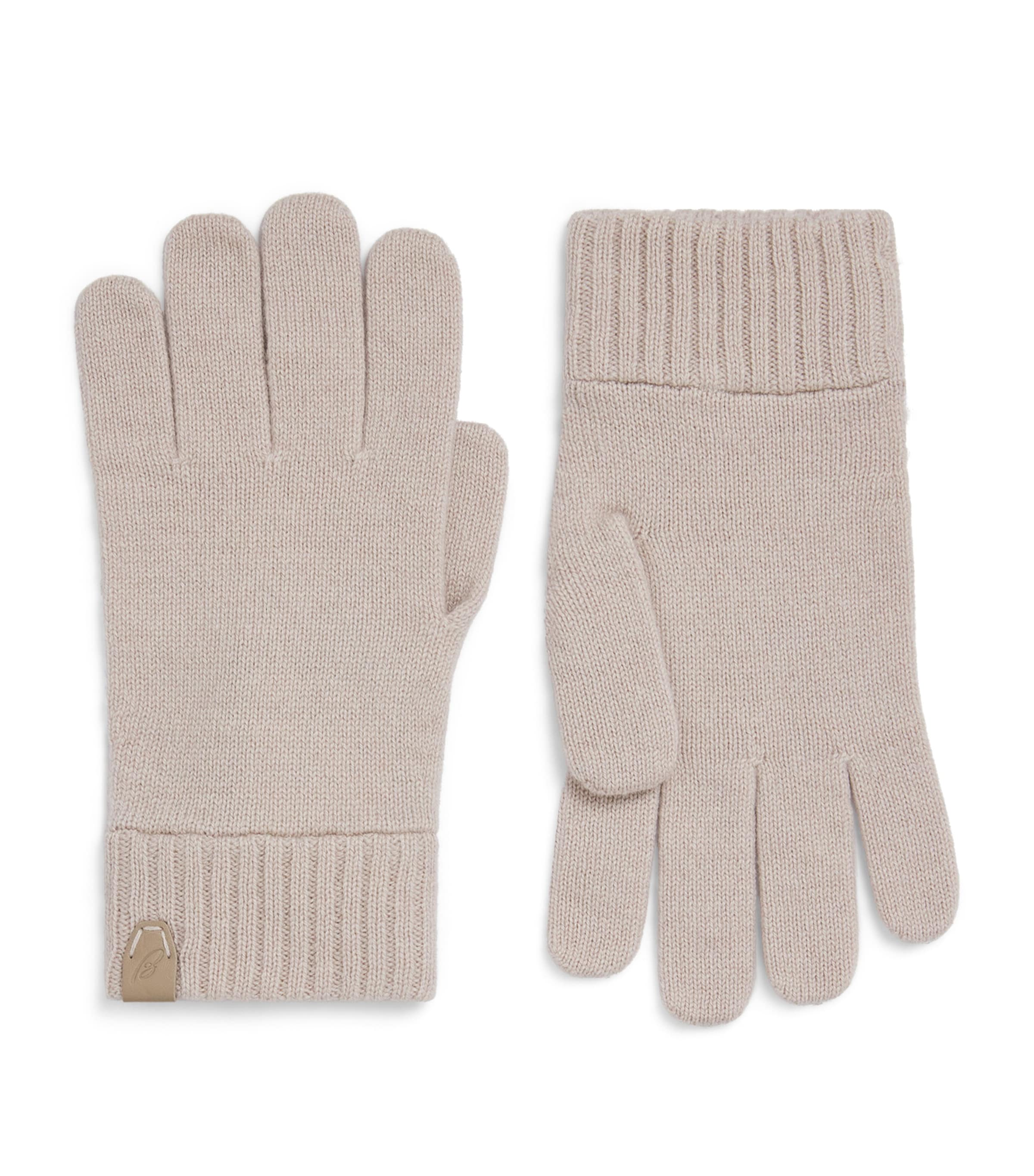 Cashmere Leather-Detail Gloves