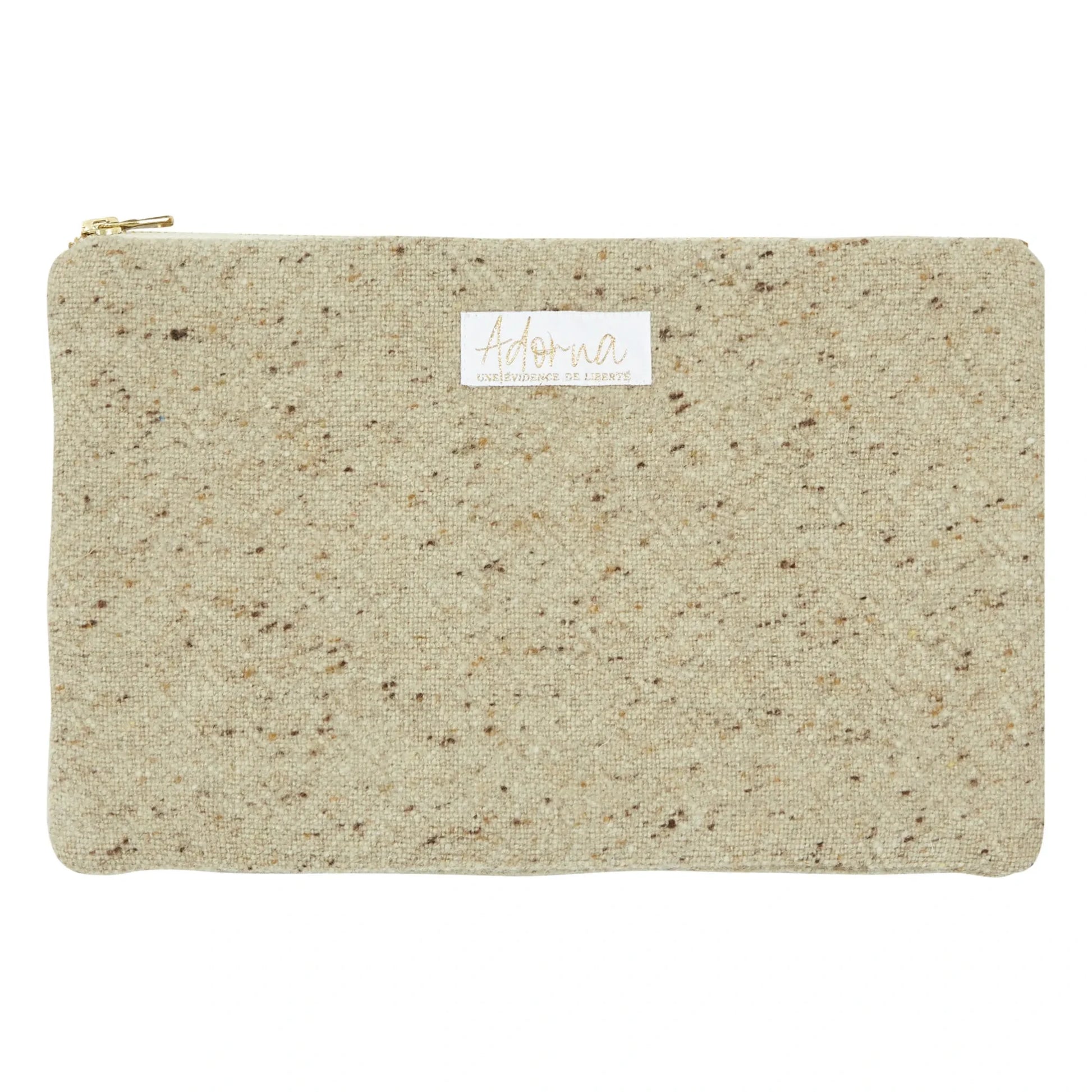 Adorna - Faustine Wool and Linen Clutch Bag | Heather beige