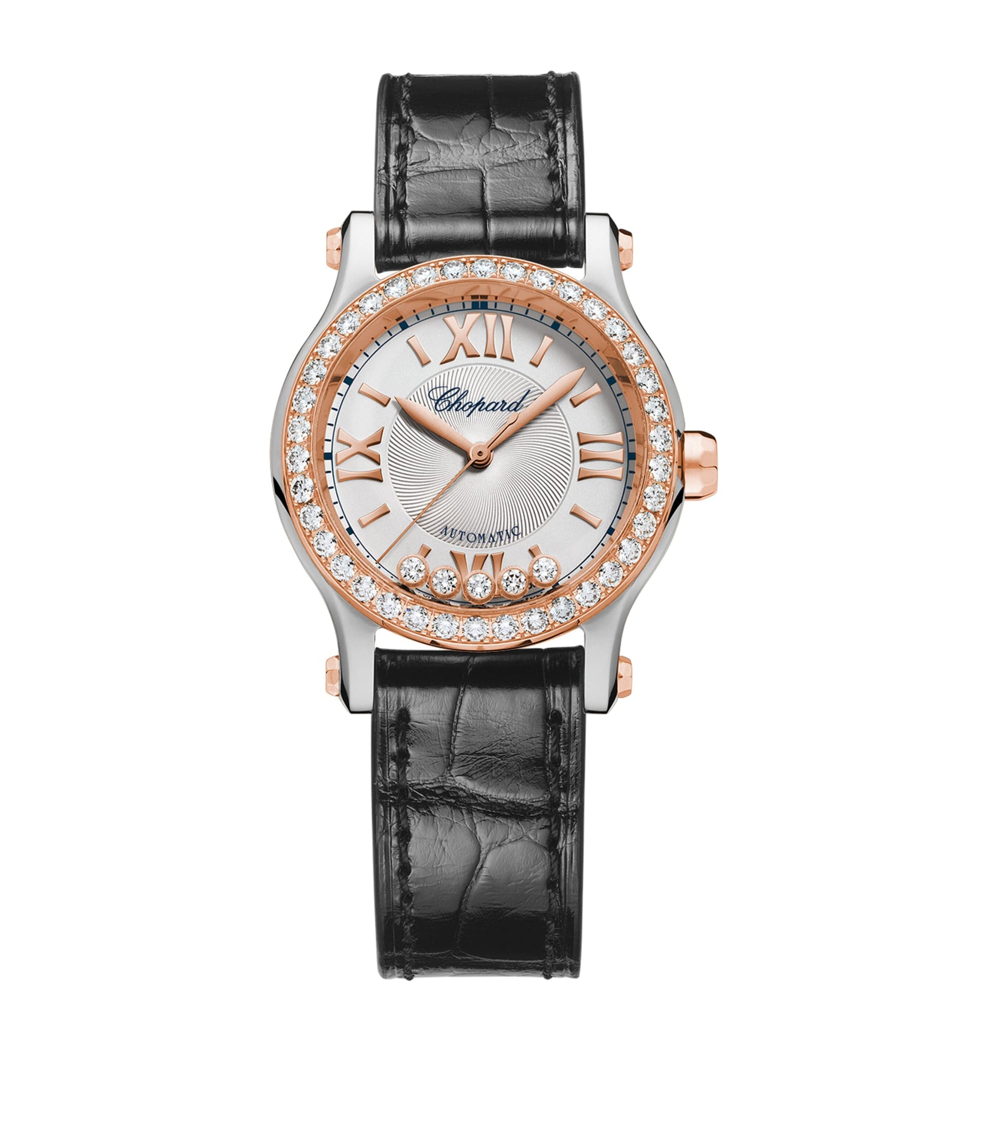 Rose Gold, Steel and Diamond Happy Sport Watch 30mm