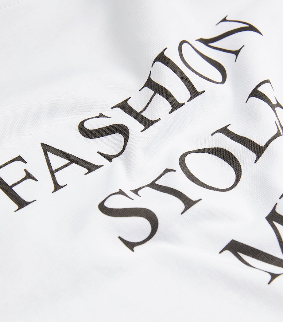 Victoria Beckham White Graphic Slogan T-Shirt