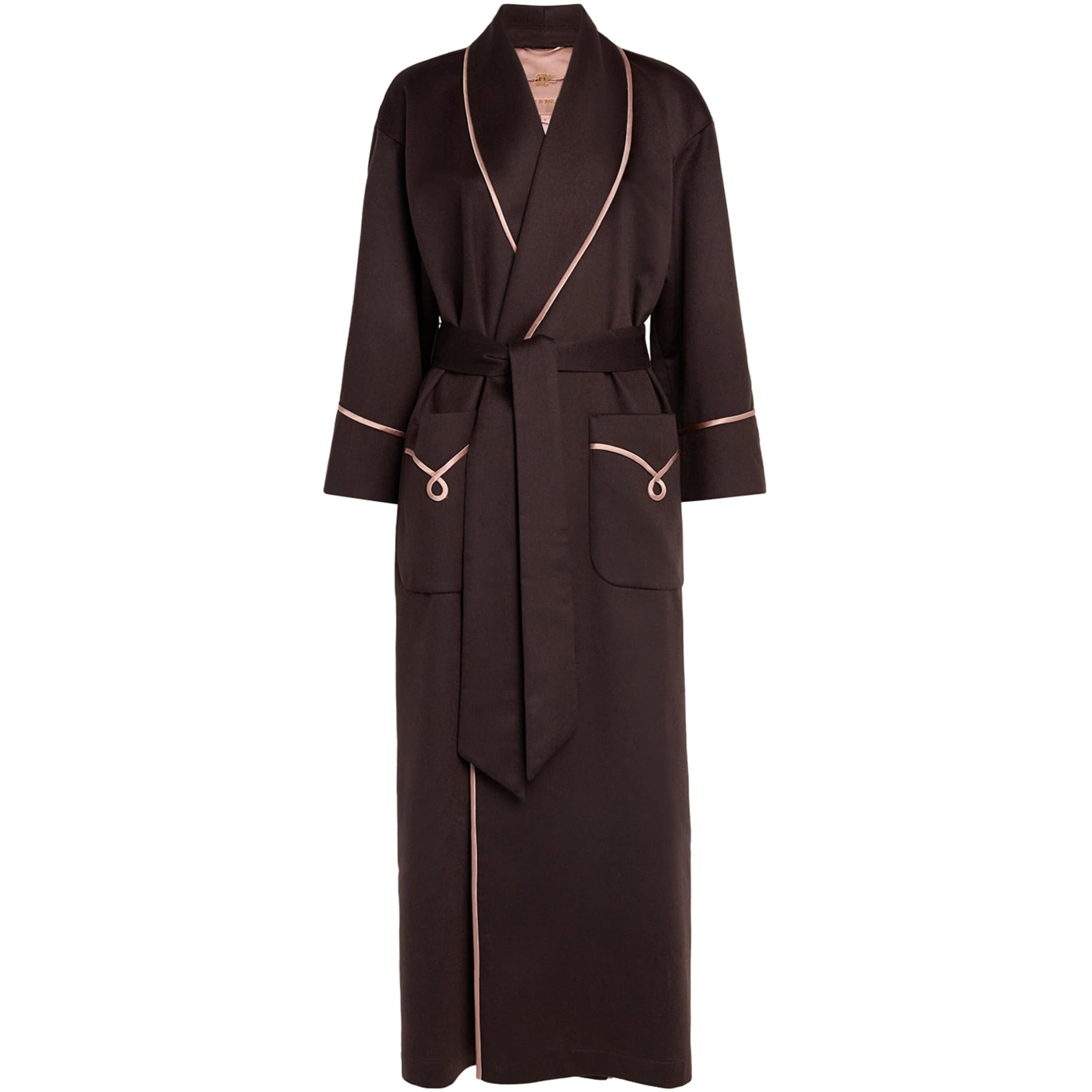 Daniel Hanson Brown Cashmere Silk-Lined Robe