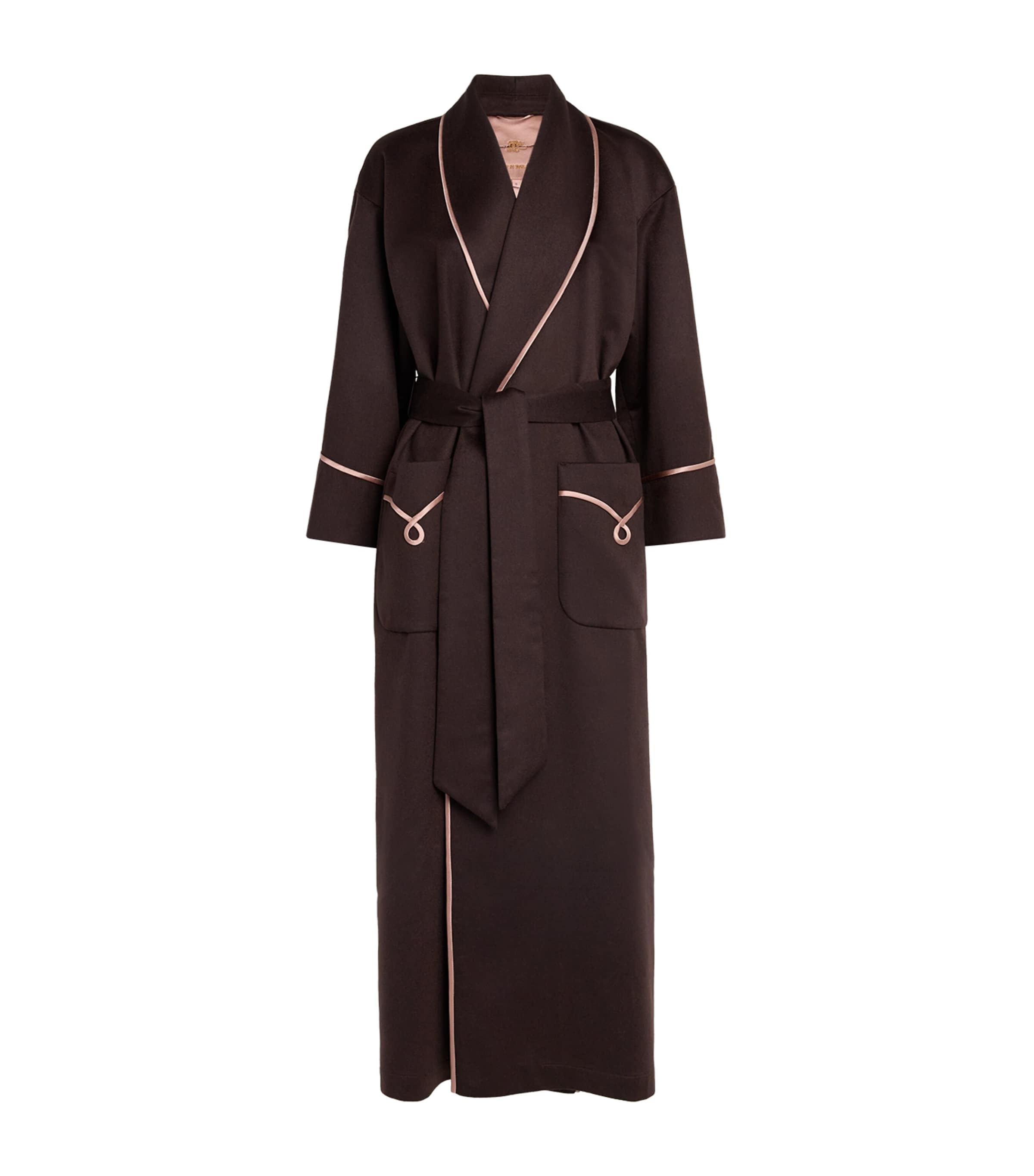 Daniel Hanson Brown Cashmere Silk-Lined Robe