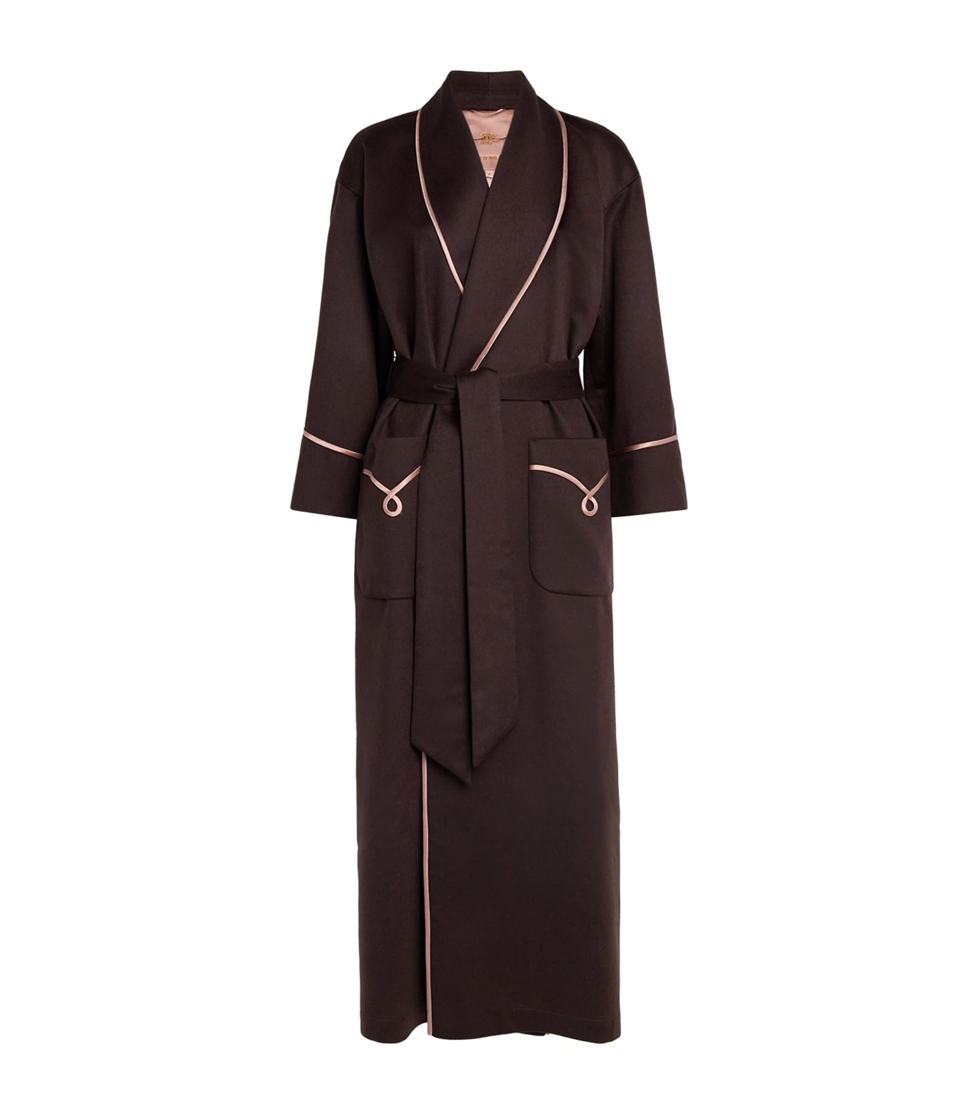 Daniel Hanson Brown Cashmere Silk-Lined Robe