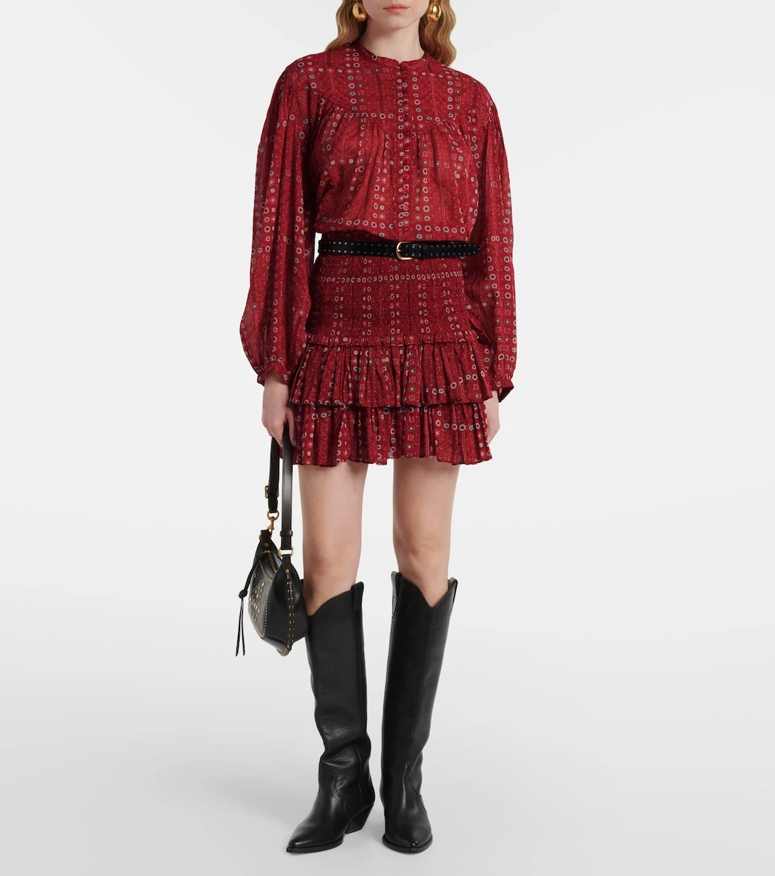 Marant Etoile - Naomi ruffled printed cotton miniskirt