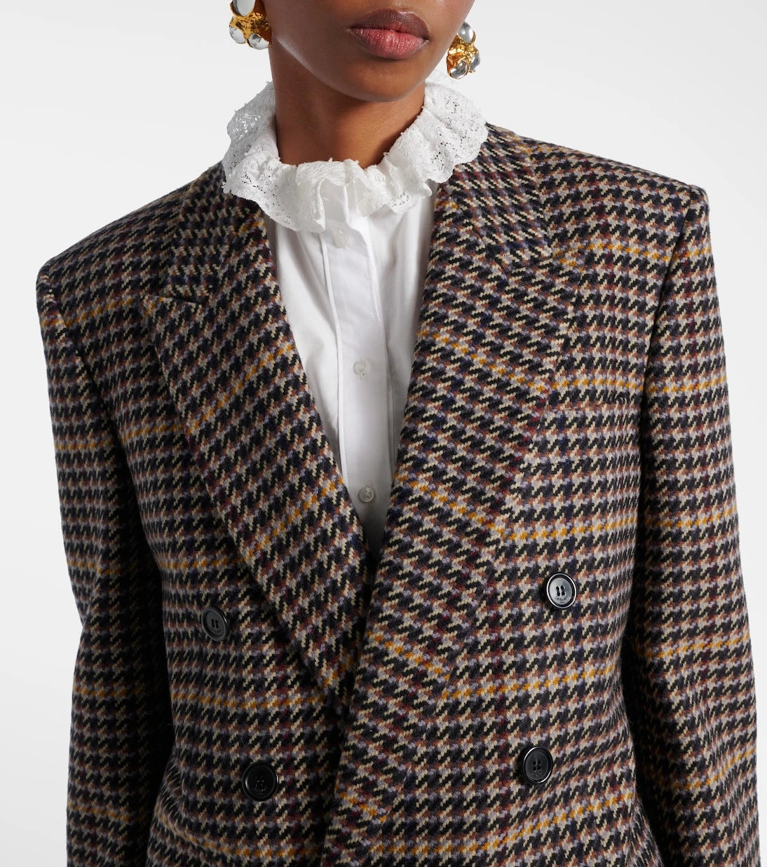 Saint Laurent - Houndstooth double-breasted wool blazer
