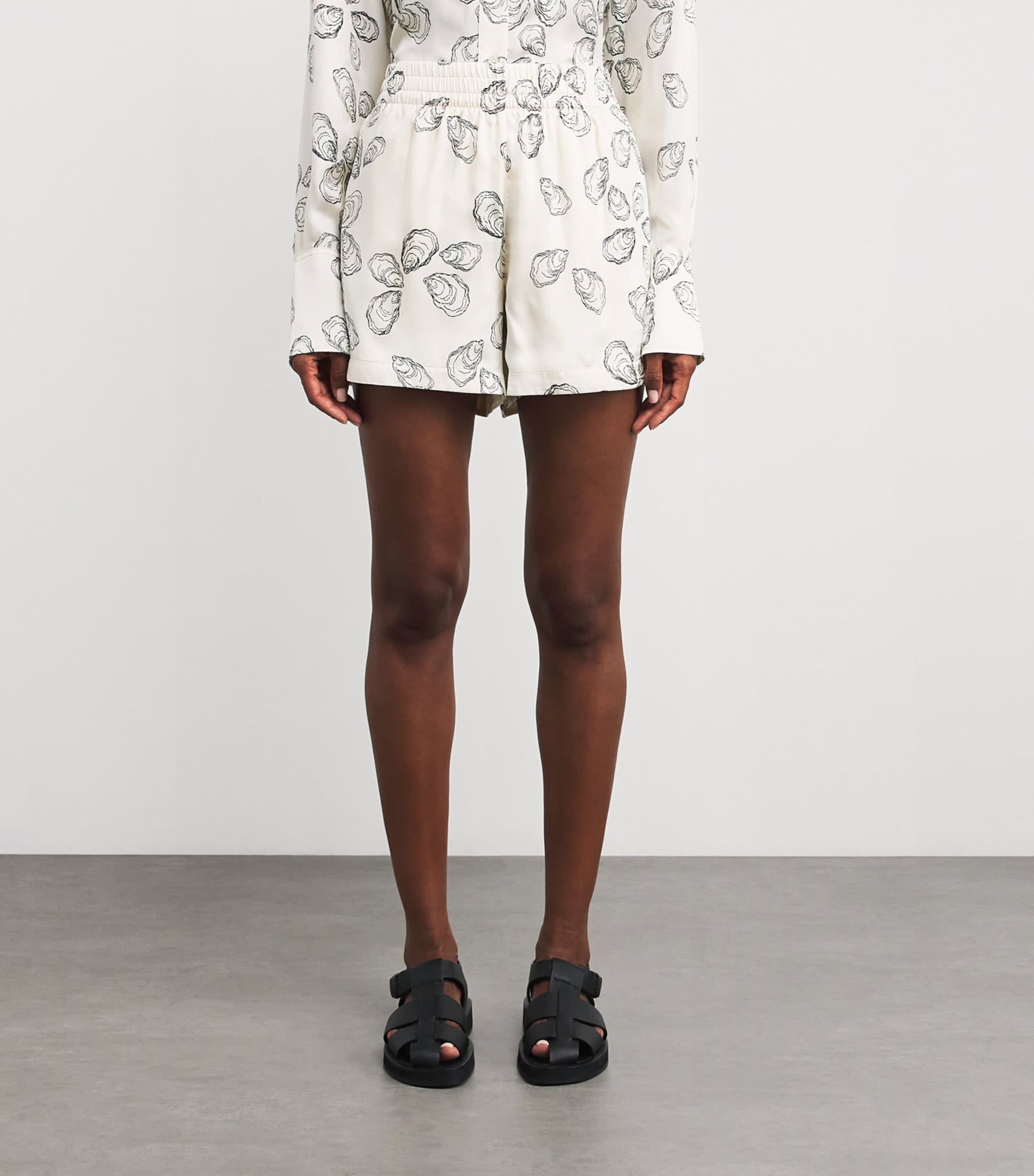 ANINE BING Multi Silk-Blend Oyster Shorts