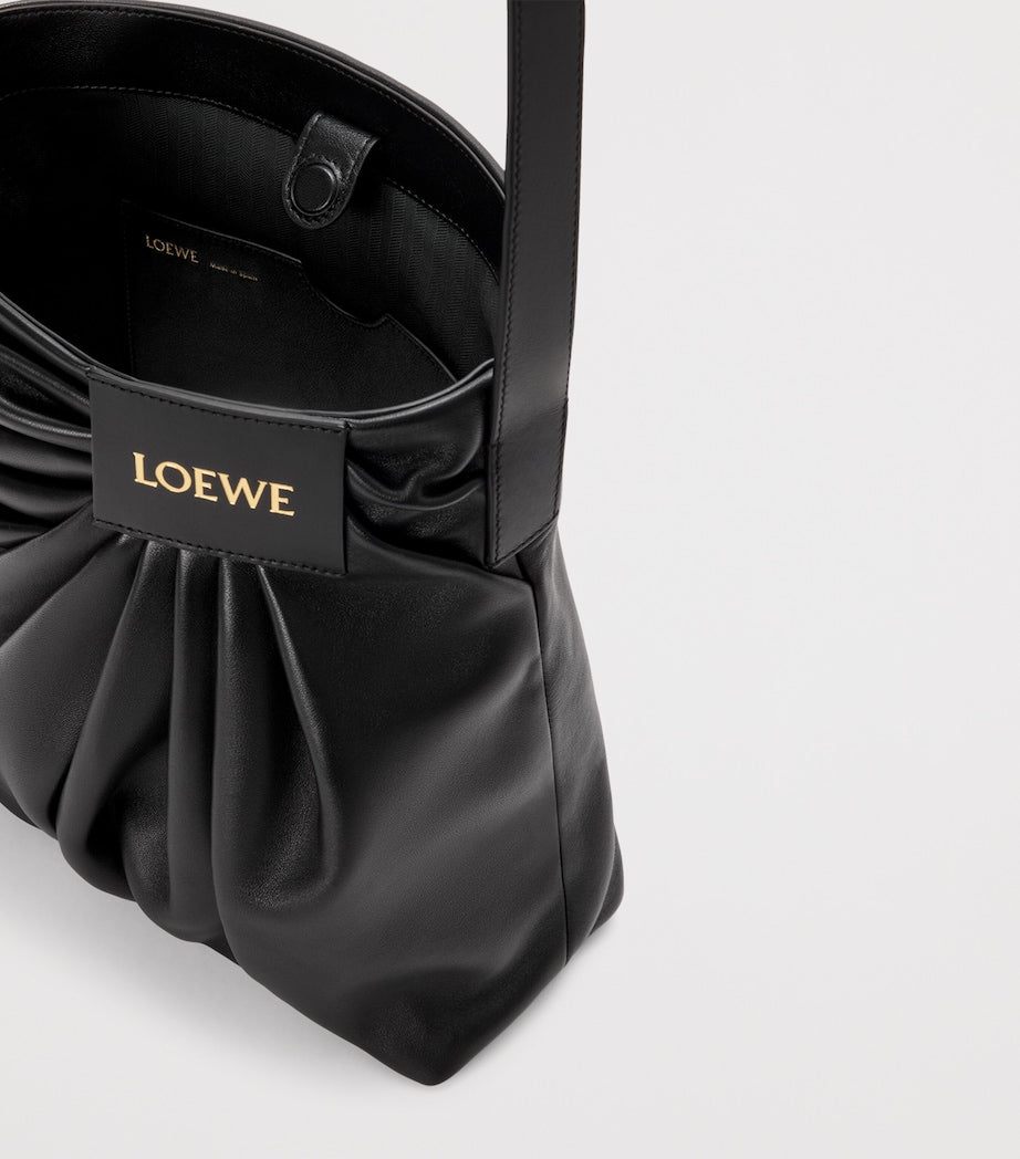 Leather Draped Tote Bag