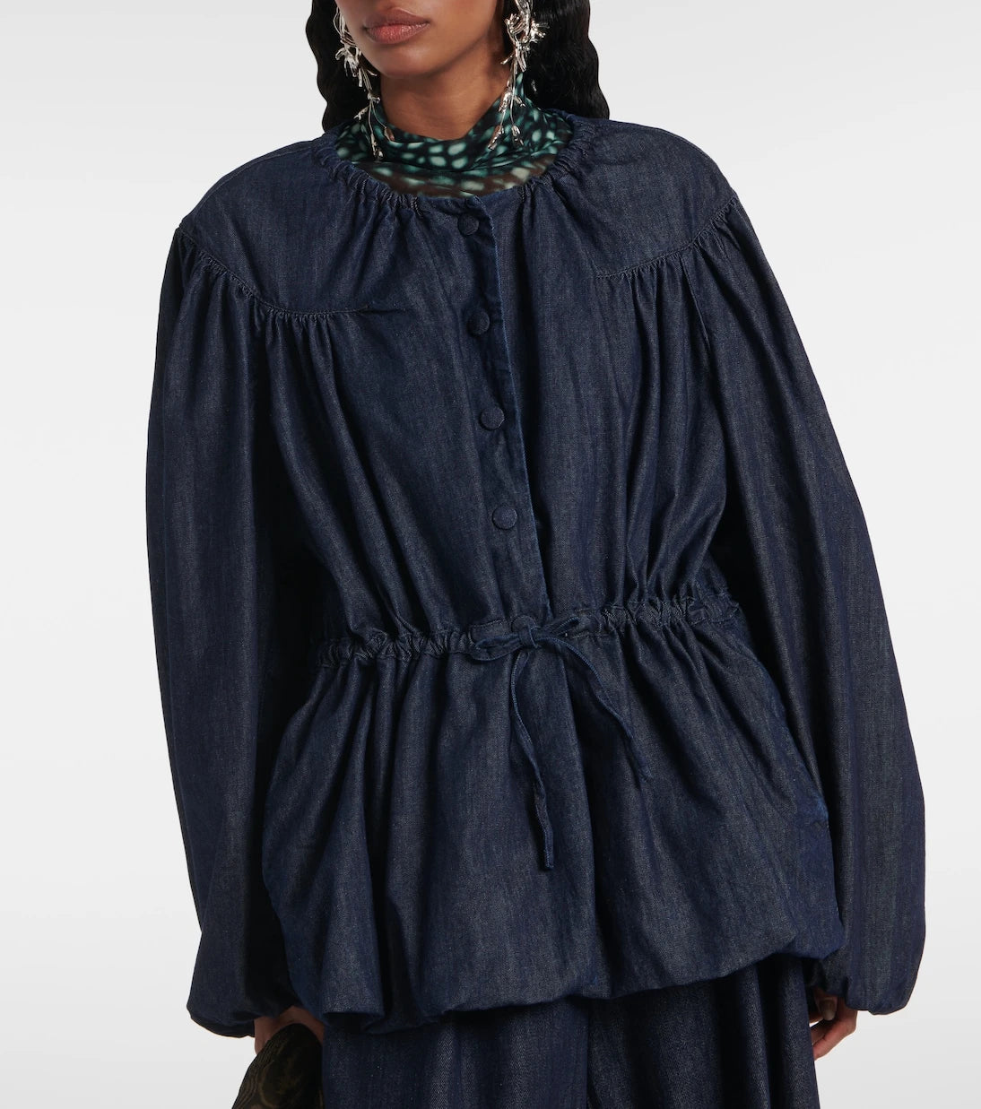Dries Van Noten - Gathered denim blouse