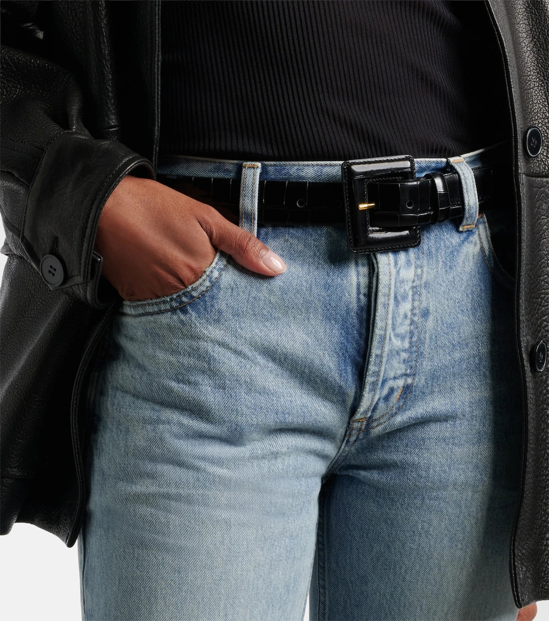 Nour Hammour - Soma croc-effect leather belt