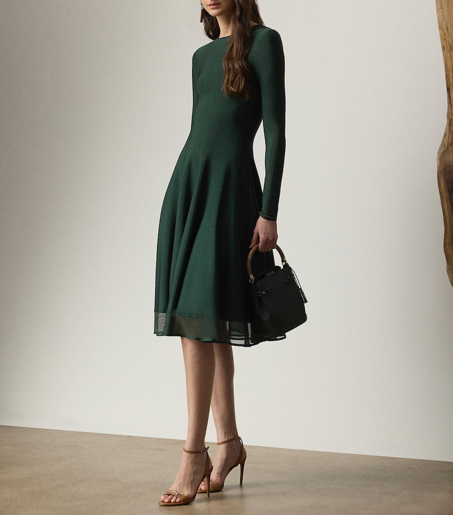 Sheer Edge Midi Dress DARK RACING GREEN
